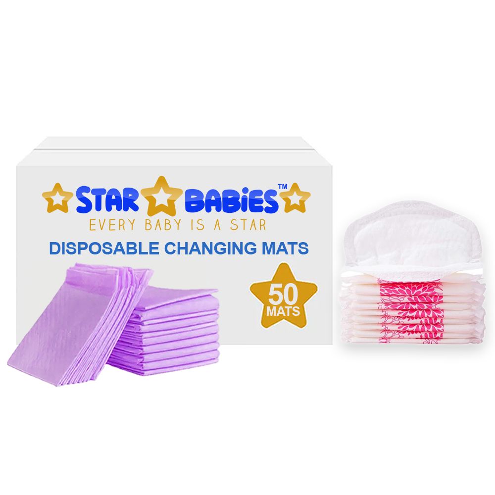 Star Babies - Disposable Changing Pads With Dispsoable Breast Pad 90Pc Set - Lavender