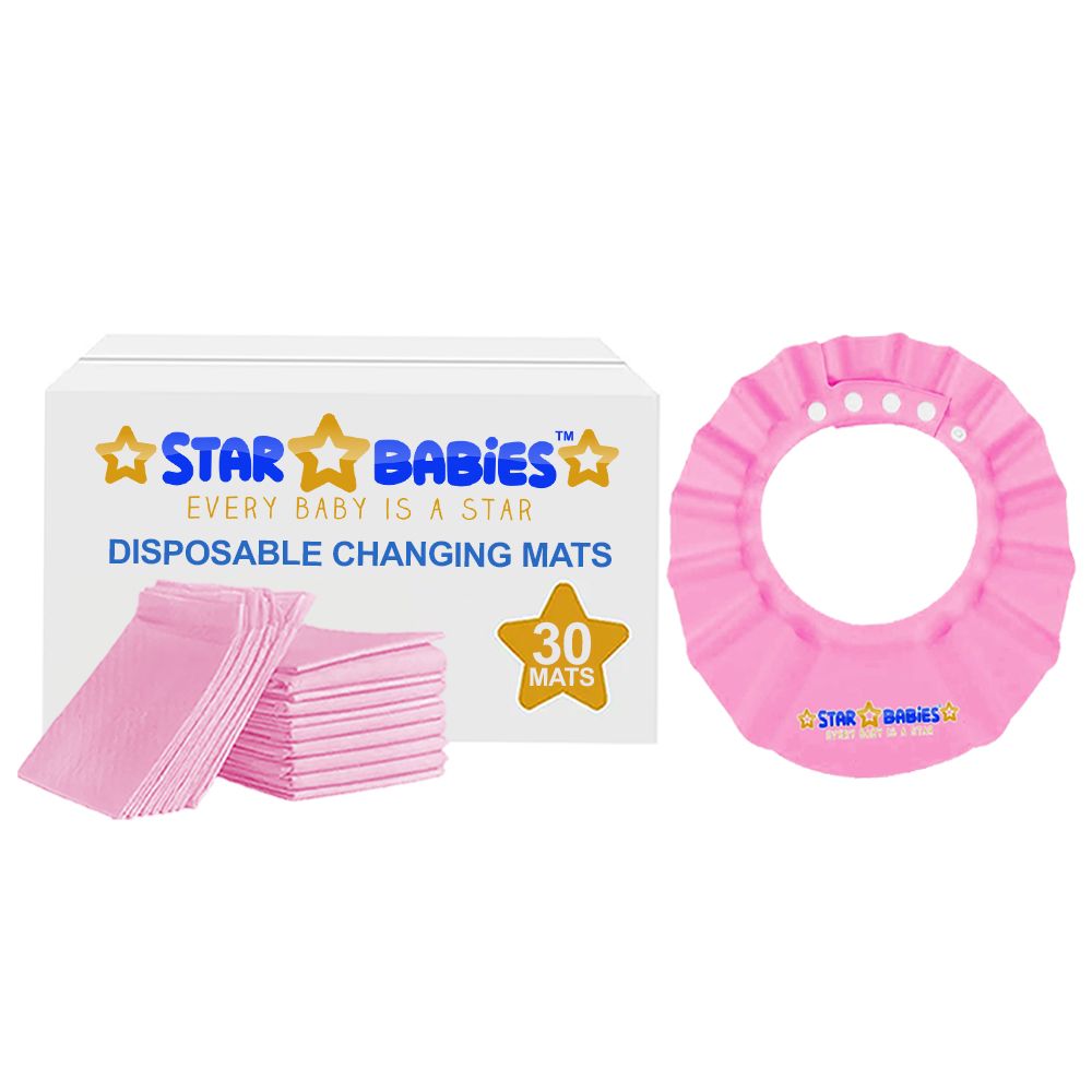 Star Babies - Disposable Changing Pads With Shower Protection Hat 30Pcs - Pink