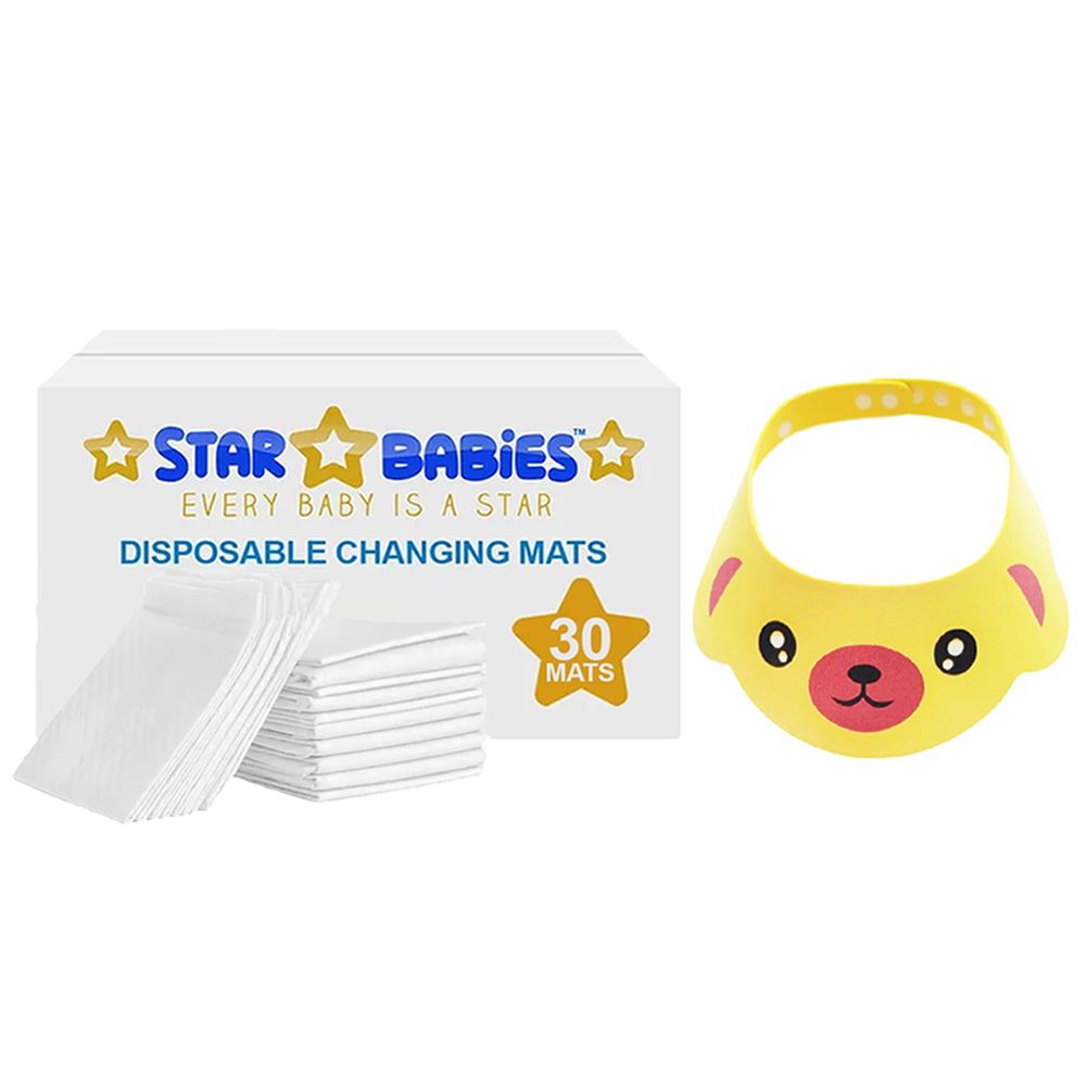 Star Babies - Disposable Changing Pads With Shower Protection Hat 30Pcs - White