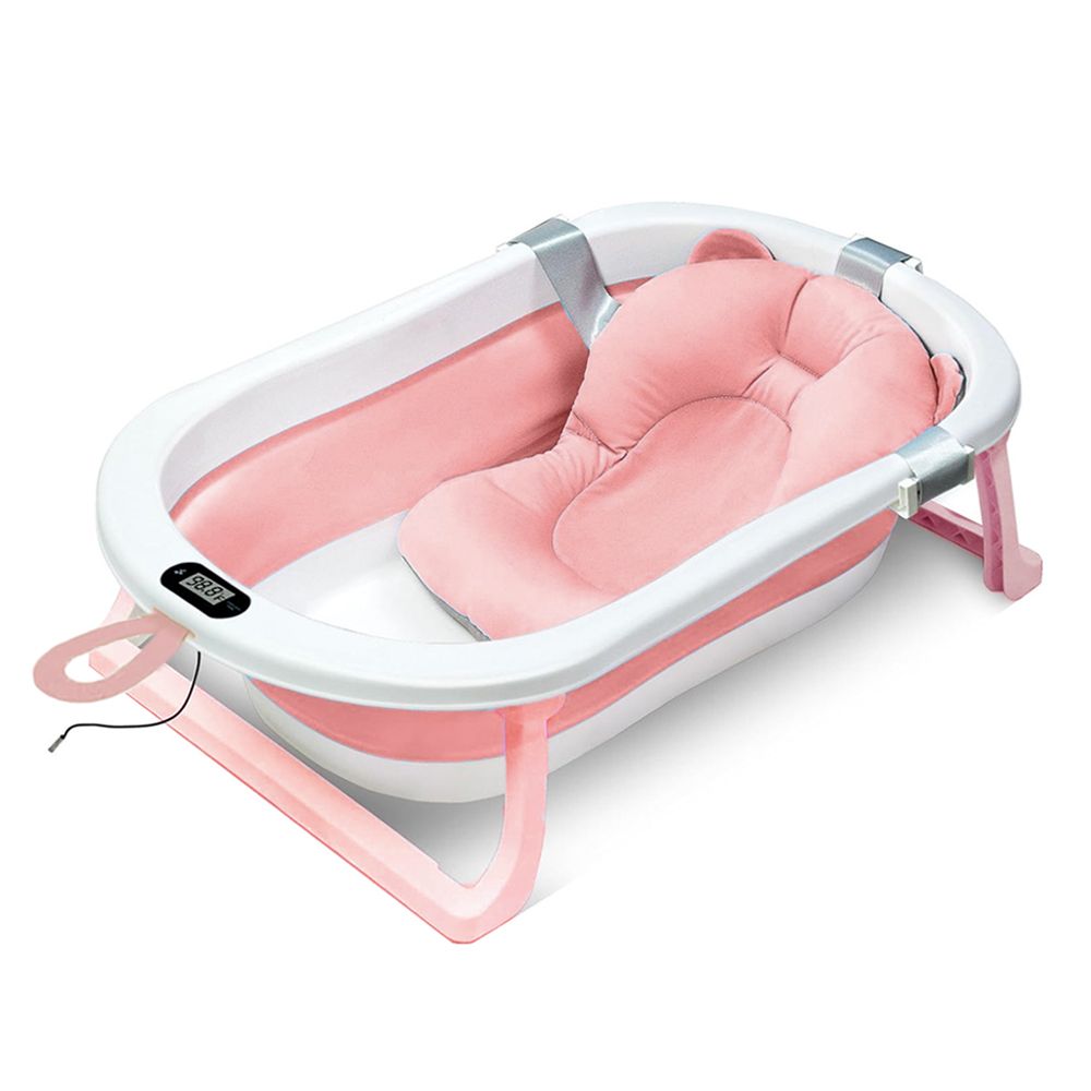 Star Babies - Baby Foldable Bathtub With Thermometer & Bathmat Set - Pink