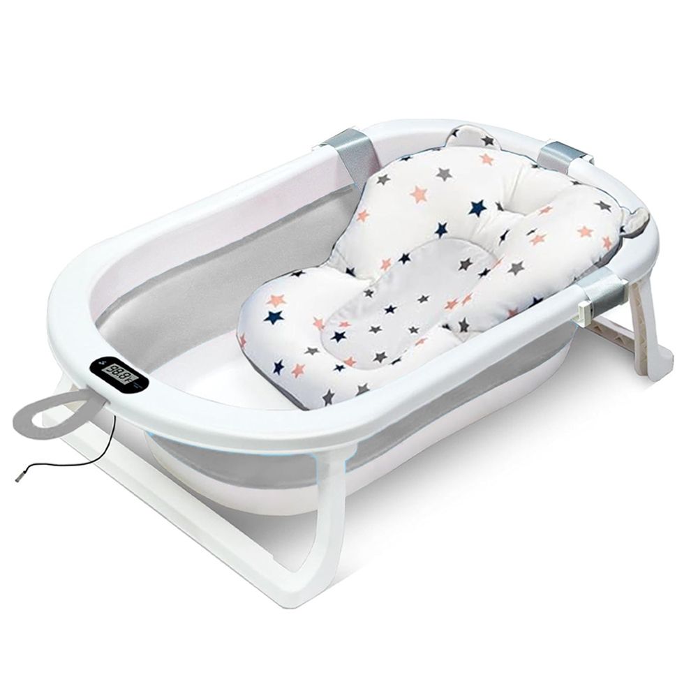 Star Babies - Baby Foldable Bathtub With Thermometer & Bathmat Set - Grey