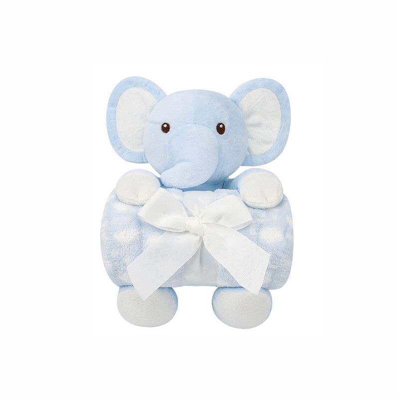 Factory Price - Cuddly Elephant Toy & Blanket Gift Set For Newborn - Blue