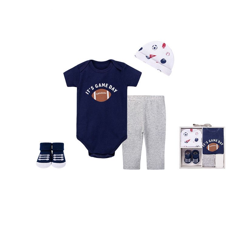 Factory Price - 6pc-Set - It's Game Day Kids Wear Gift - Black/Grey