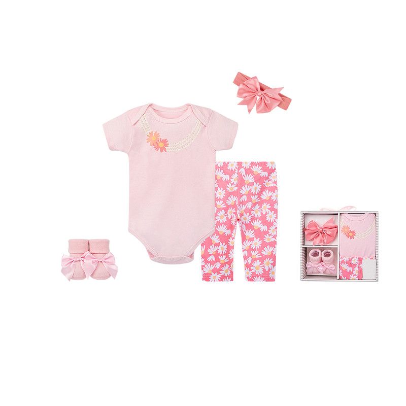 Factory Price - 6pc-Set - Girl's Wear Gift Set - Floral - Pink