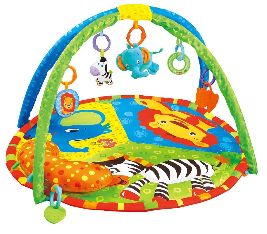 Factory Price - Wild Life Printed Activity Play Gym With Neck Pillow And Removable Toys - Green