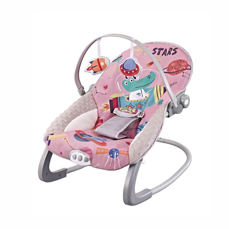 Factory Price - Printed Baby Bouncer With Music & Toys - Space Pink