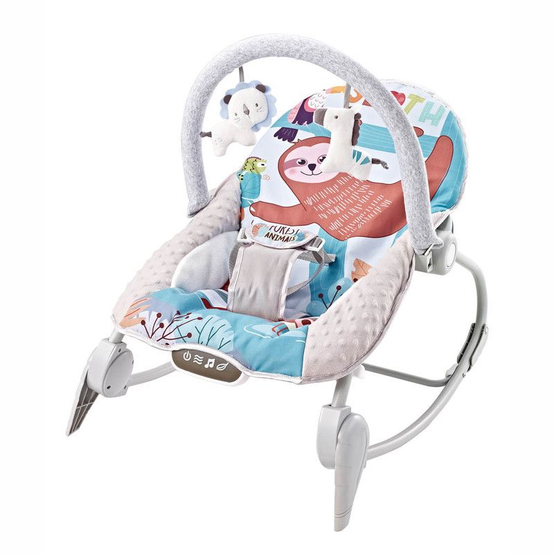 Factory Price - Printed Baby Rocker With Music & Toys - Blue