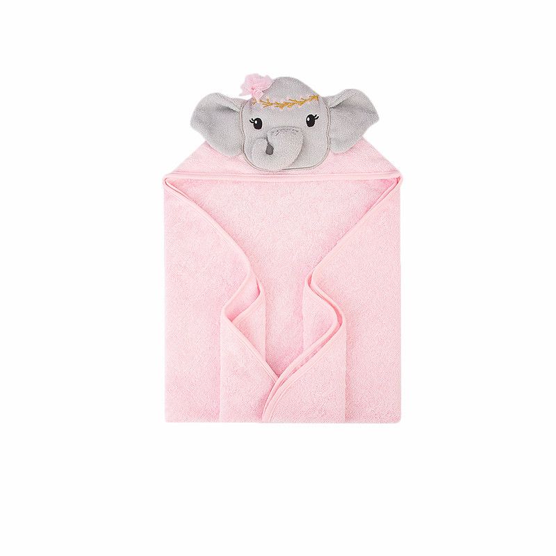 Factory Price - Animal Stuffed Newborn Hooded Towel Gift Set - Elephant - Pink/Grey