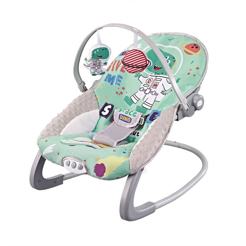 Factory Price - Printed Baby Bouncer - With Soothing Music & Removable Toys - Space Dino