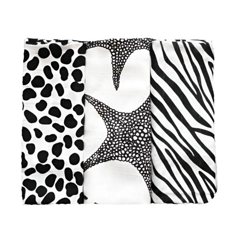 Etta Loves - Sensory Muslin Burp Cloth - Animal Print - 3pcs