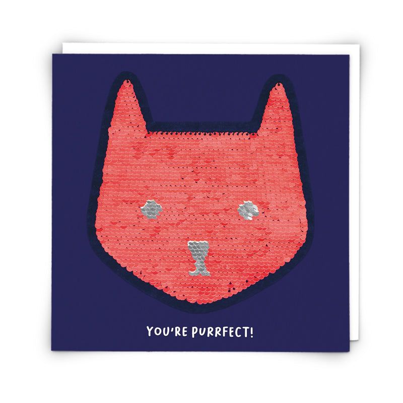 Redback Cards - You're Purffect! Sequined Greeting Card - Cat