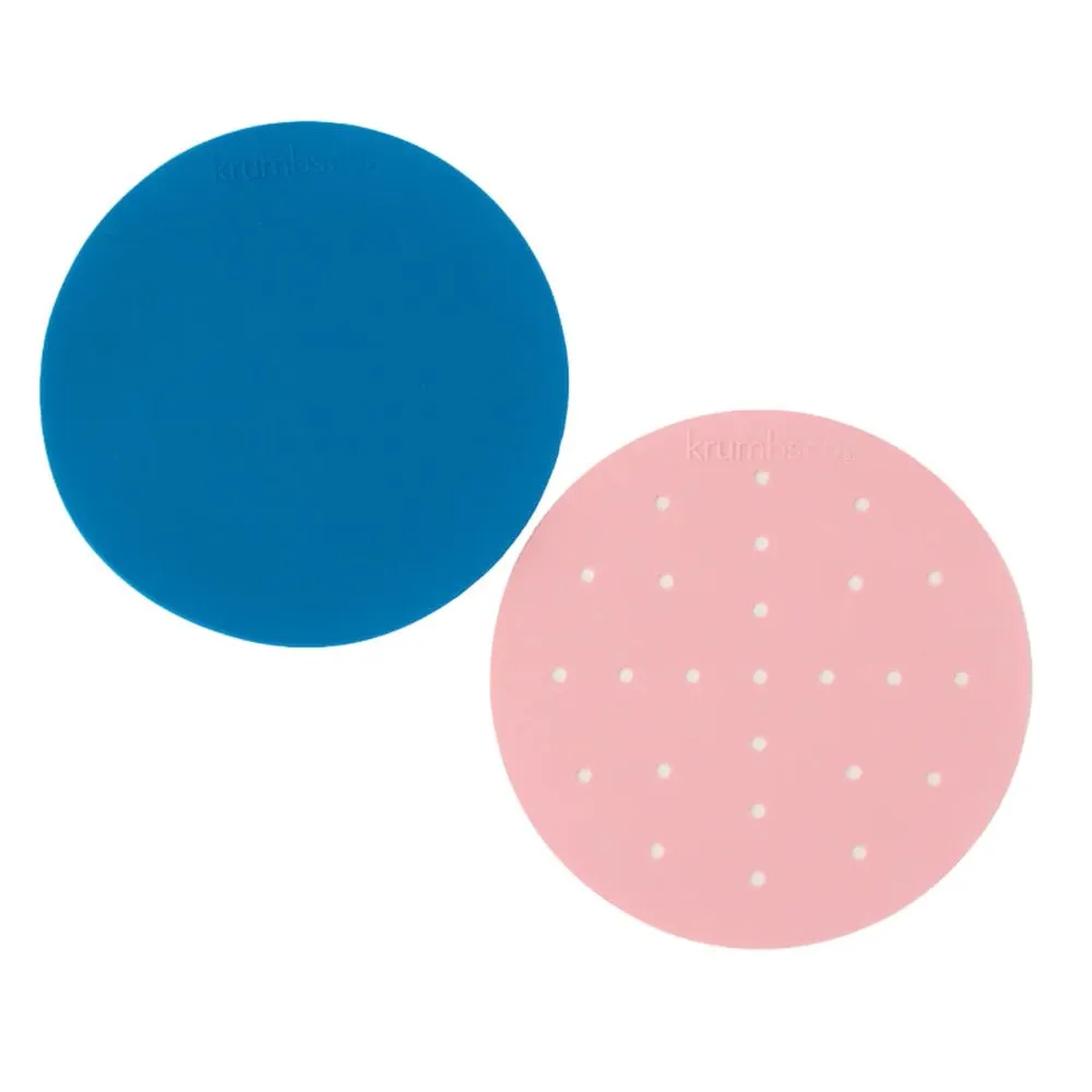 Krumbsco - Round Reusable Baking Mats - Pink/Blue - 2 Pcs