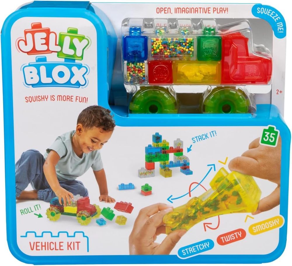 Jelly Blox - 2-In-1 Stash And Stack Building Block Vehicle Kit - 38 Pcs