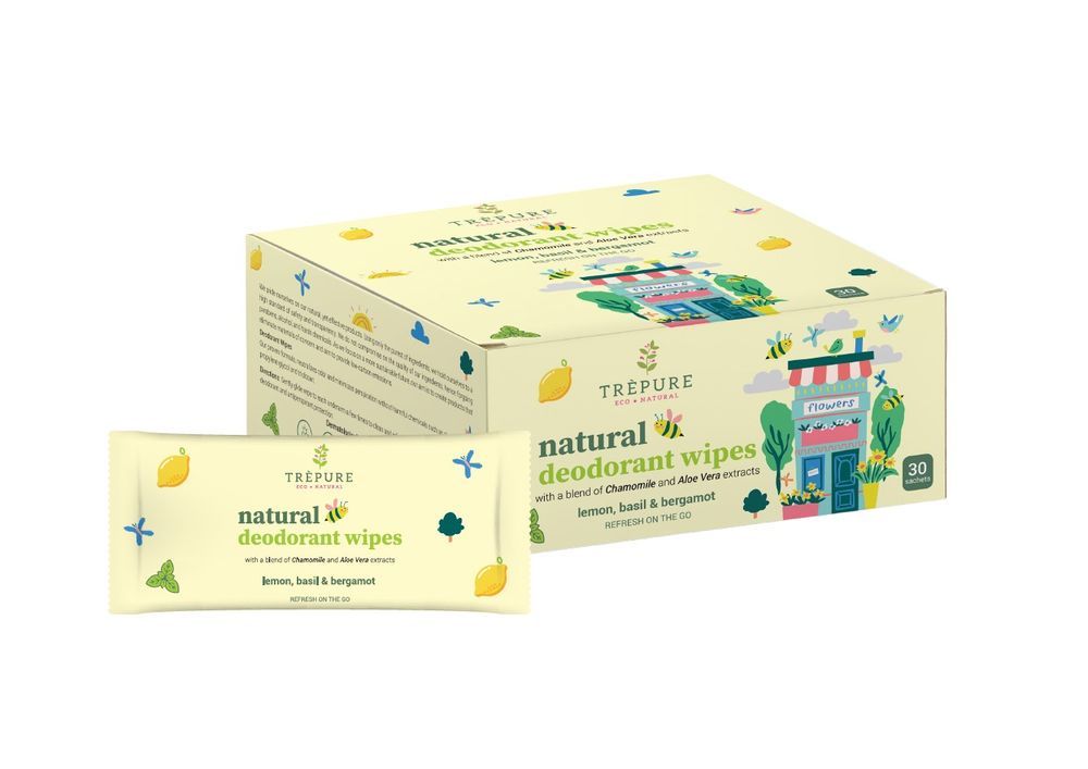 TREPURE - Deodorant Wipes Lemon & Basil & Bergamot - Pack of 1 - 30 Pcs