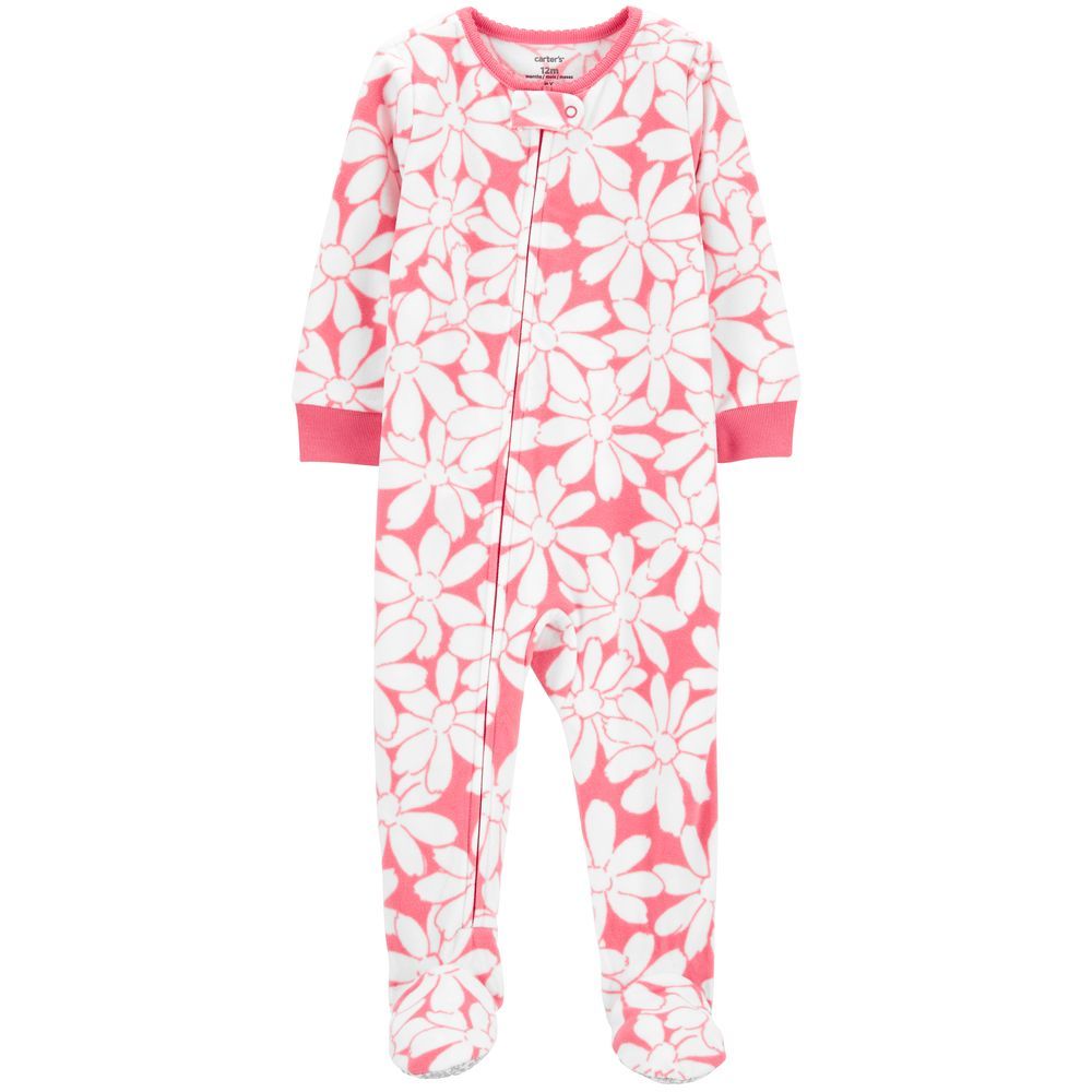 Carters - Floral Fleece Footie Sleepsuit - Pink