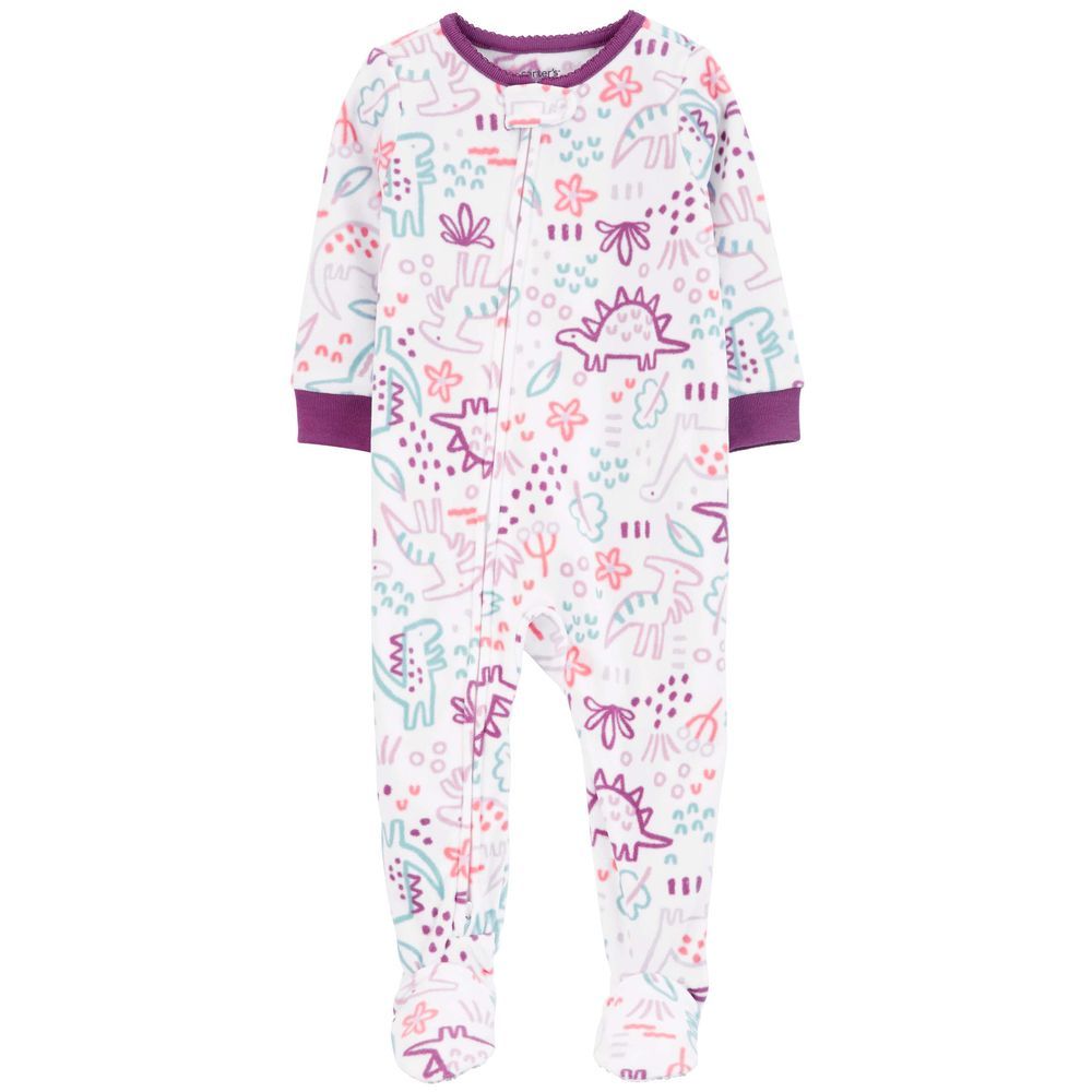 Carters - Dinosaur Fleece Footie Sleepsuit - White