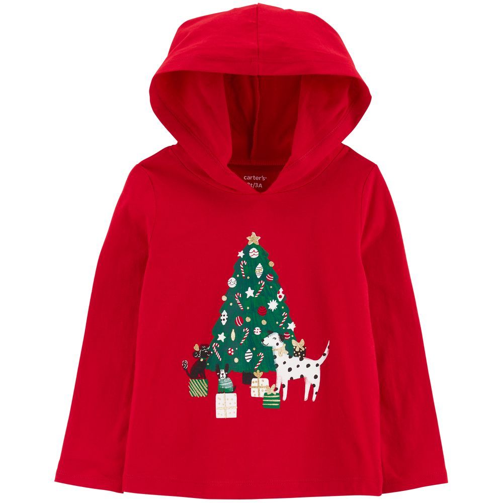 Carters - Christmas Tree Hooded Tee - Red