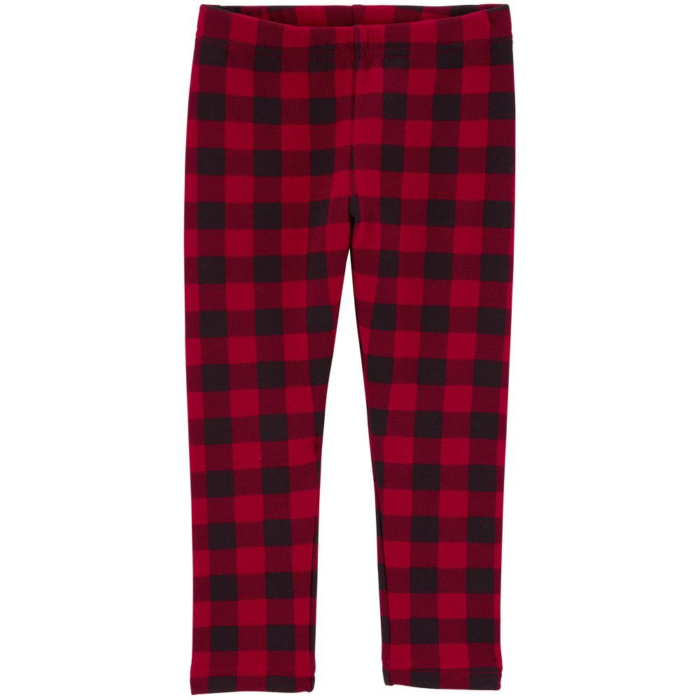 Carters - Plaid Cozy Fleece Leggings - Red/Black