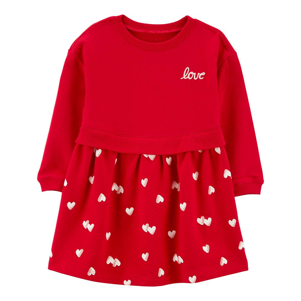 Carters - Baby Girls Love Hearts French Terry Dress - Red