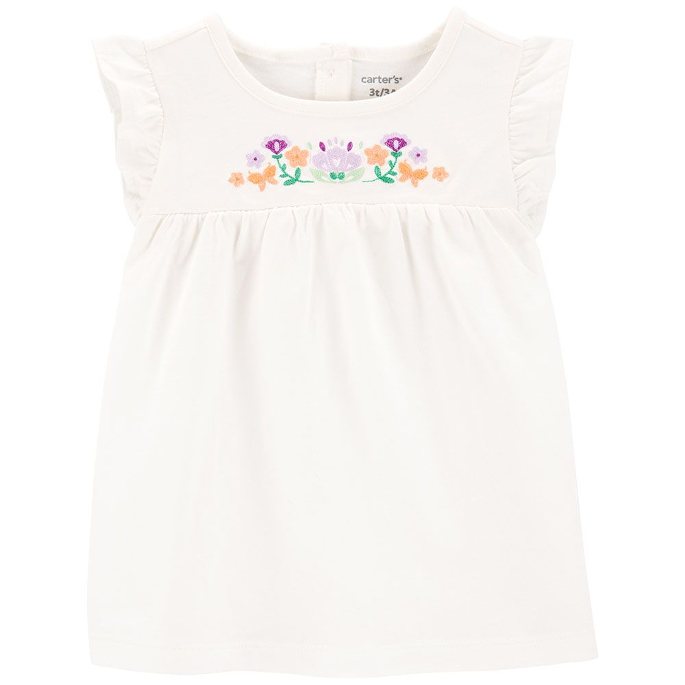 Carters - Toddler Floral Flutter Top - Ivory