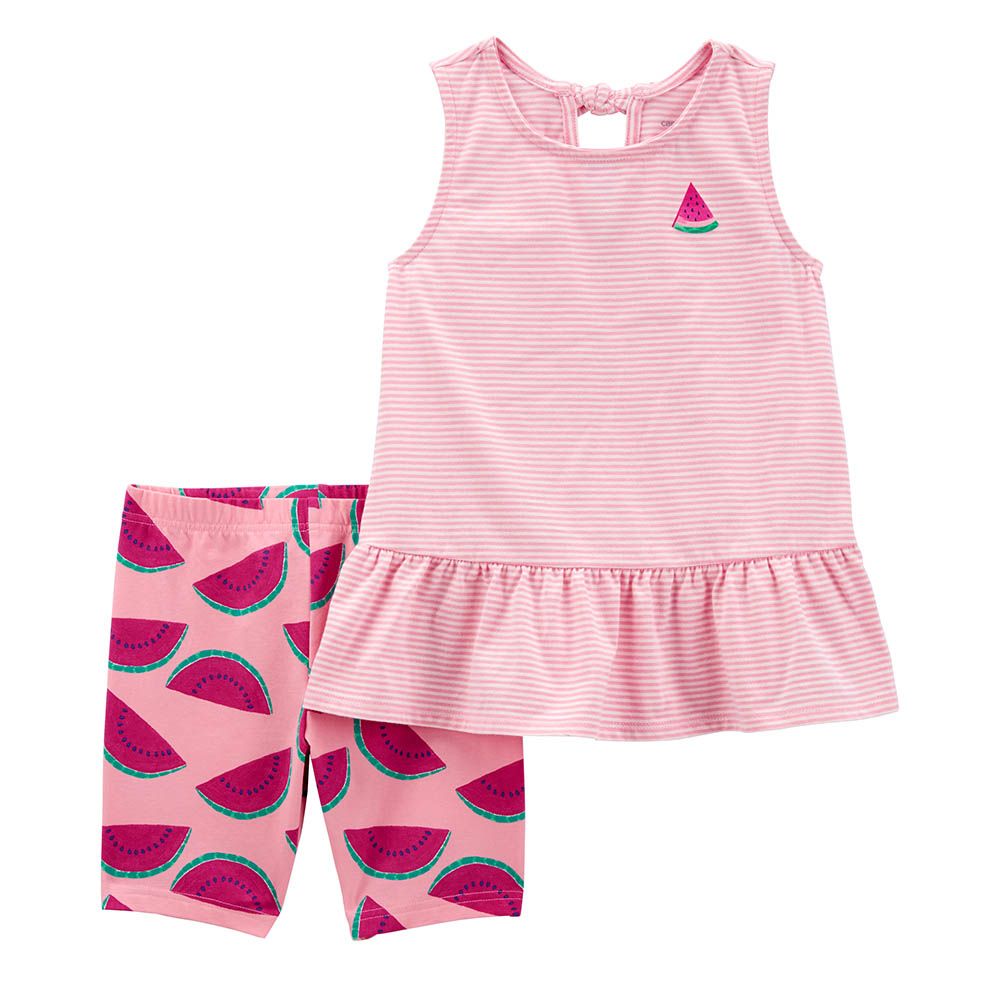 Carters - 2pc-Set - Girls Watermelon Top and Bike Short Set