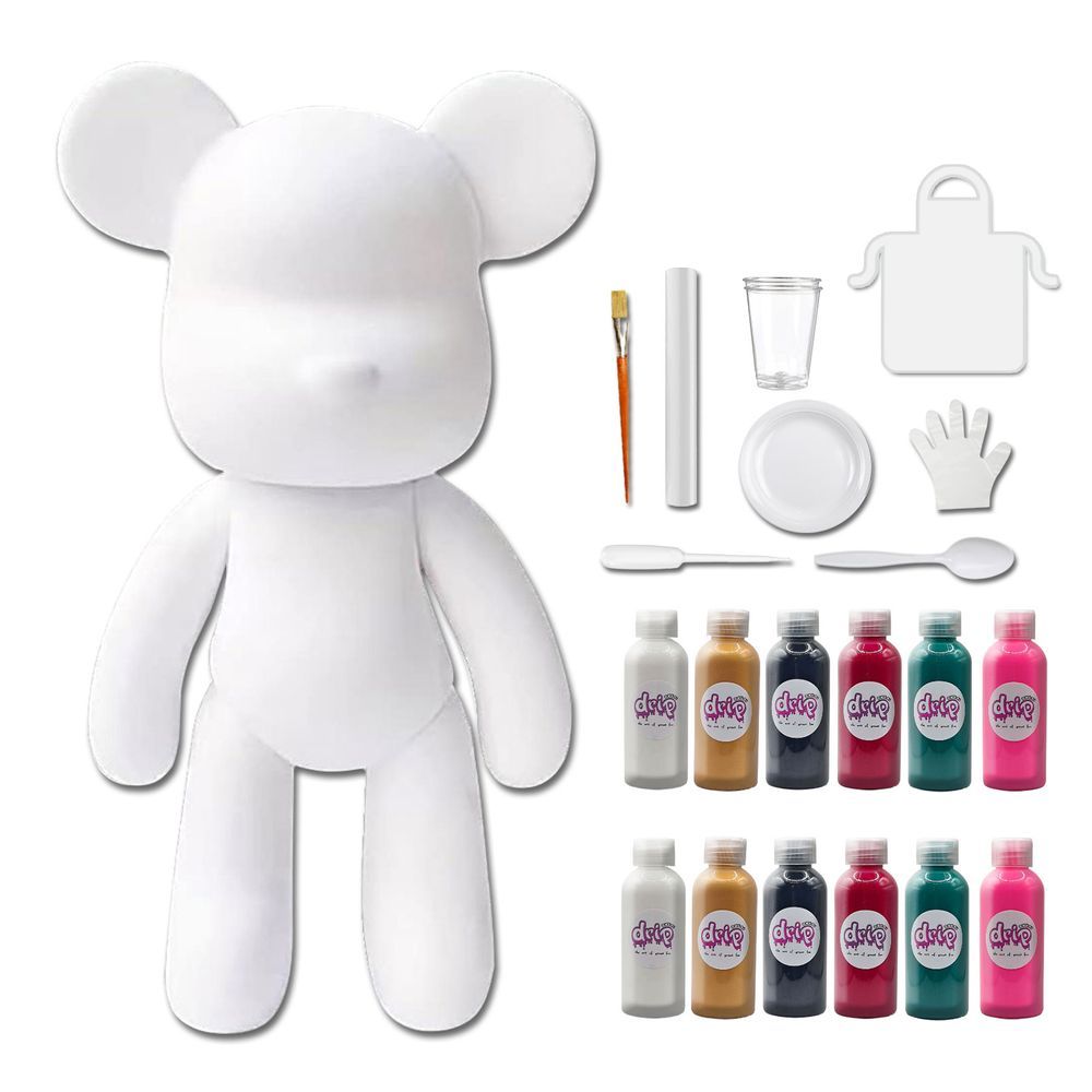 Drip - Mega Pouring Paint Bear Figure XXL - 53cm - White, Gold, Black, Rose-Red, Blue-Green, Fluorescent-Pink