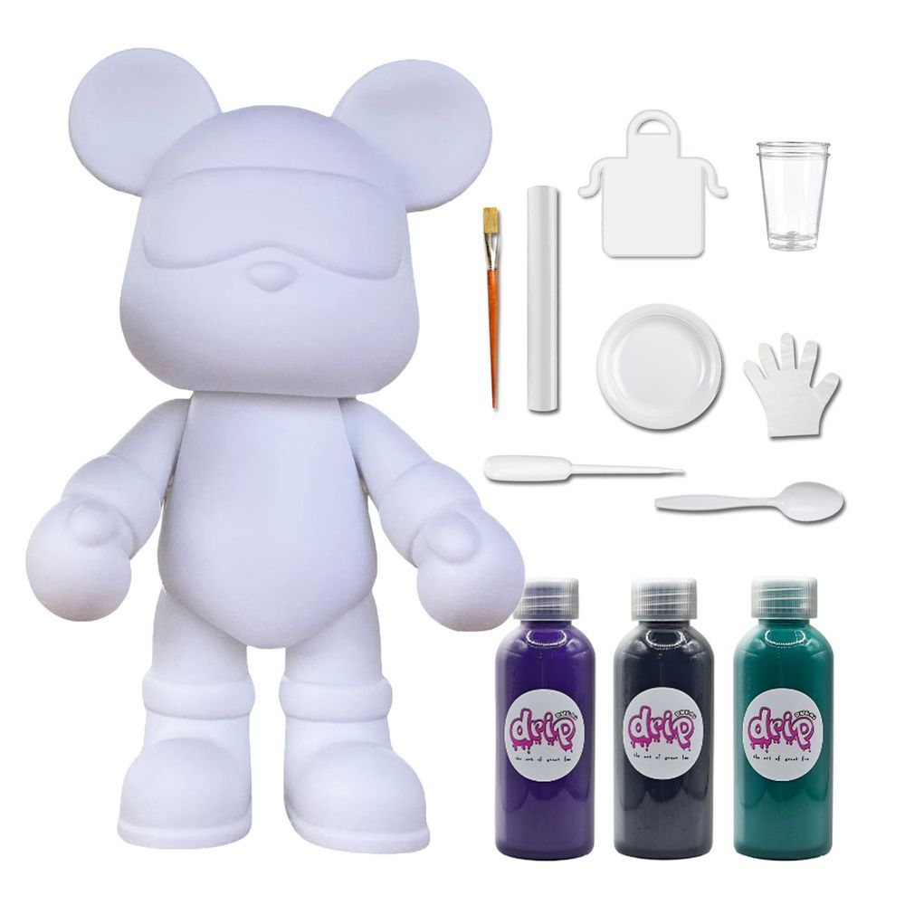 Drip - DIY Acrylic Pouring Paint Cool Bear Kit - 23cm - Dark-Purple/Black/Blue-Green