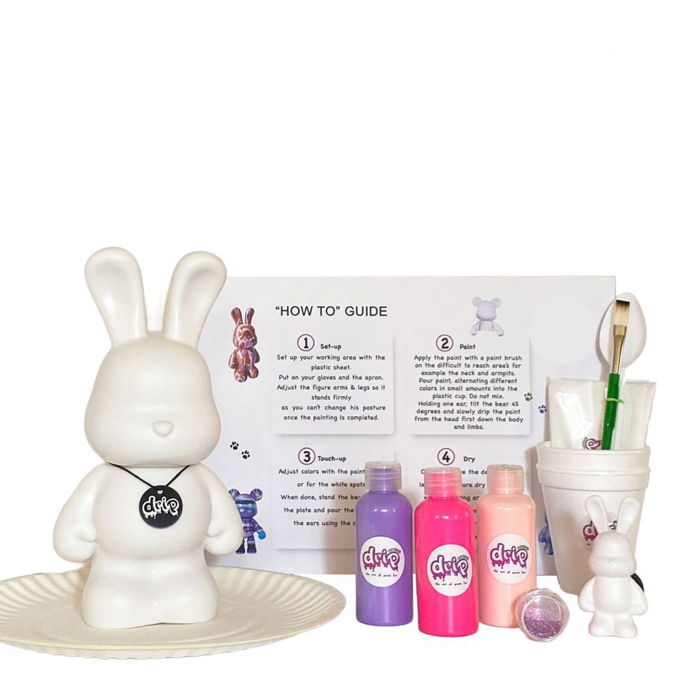 Dubai Drip Art - DIY Bunny Fluid Acrylic Pouring Paint Kit - 23 cm