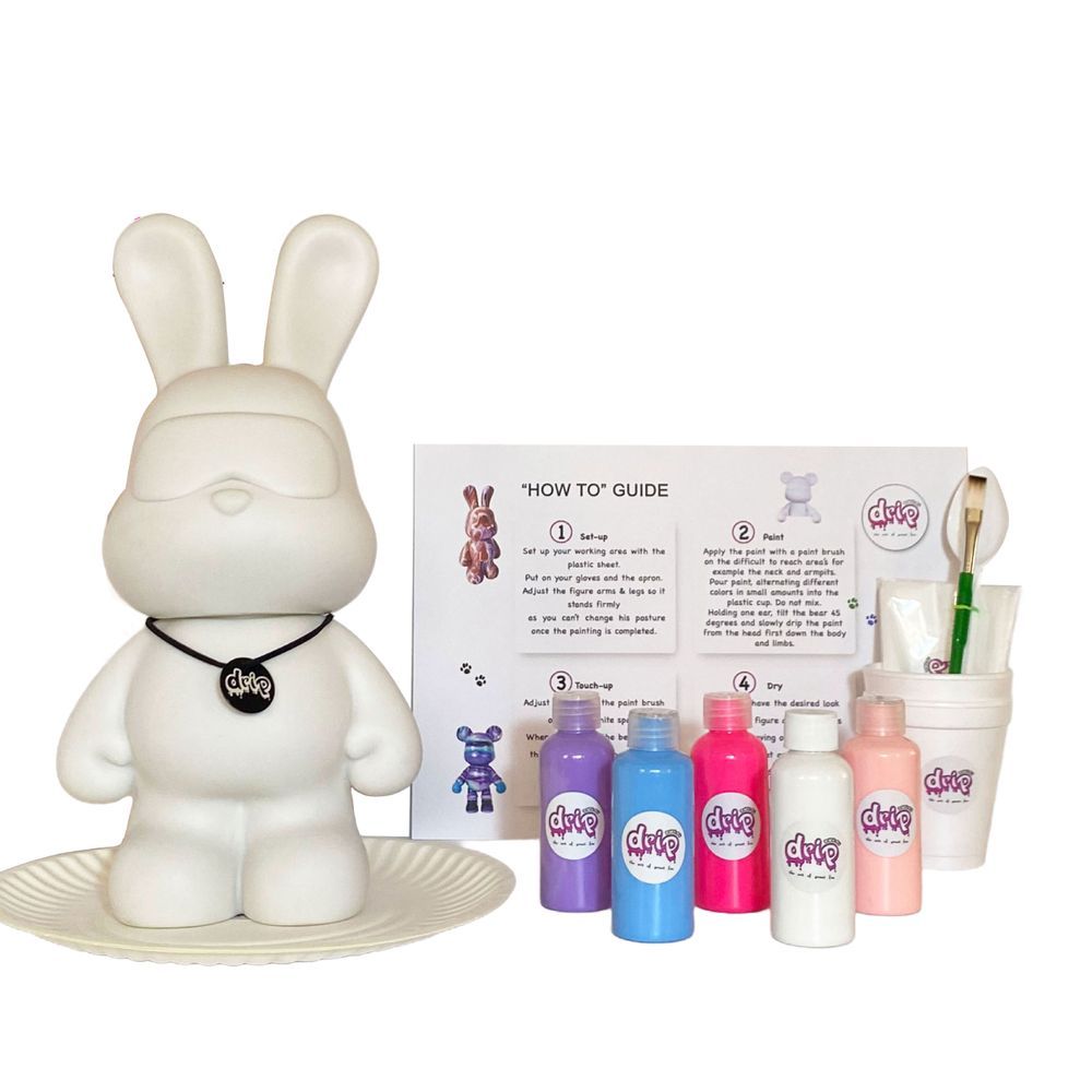 Dubai Drip Art - DIY Cool Bunny Fluid Acrylic Pouring Paint Kit - 33 cm