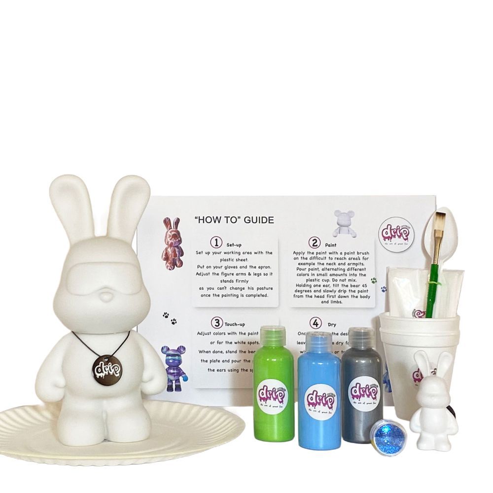 Dubai Drip Art - DIY Cool Bunny Acrylic Fluid Pouring Paint Kit - 23 cm