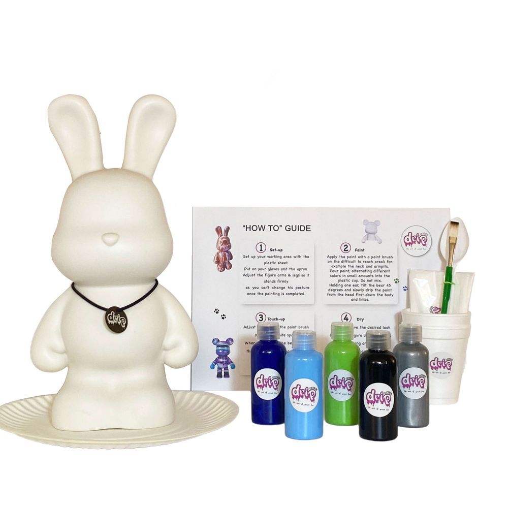 Dubai Drip Art - DIY Bunny Acrylic Fluid Pouring Paint Kit - 33 cm