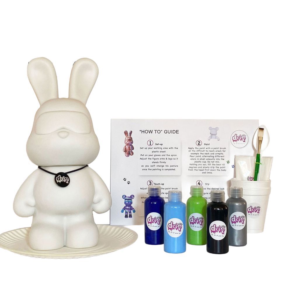 Dubai Drip Art - DIY Cool Bunny Acrylic Fluid Pouring Paint Kit - 33 cm