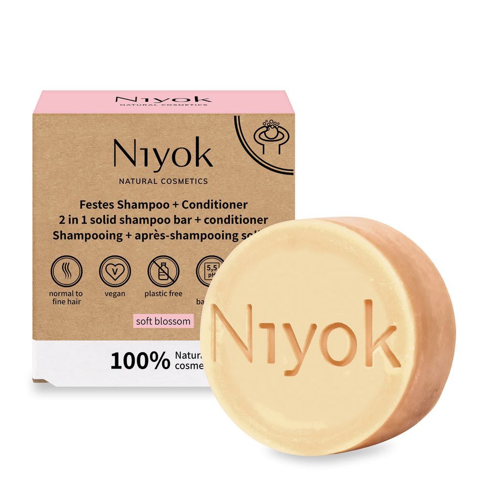 Niyok - 2-In-1 Solid Shampoo Bar & Conditioner - Soft Blossom - 80 gm