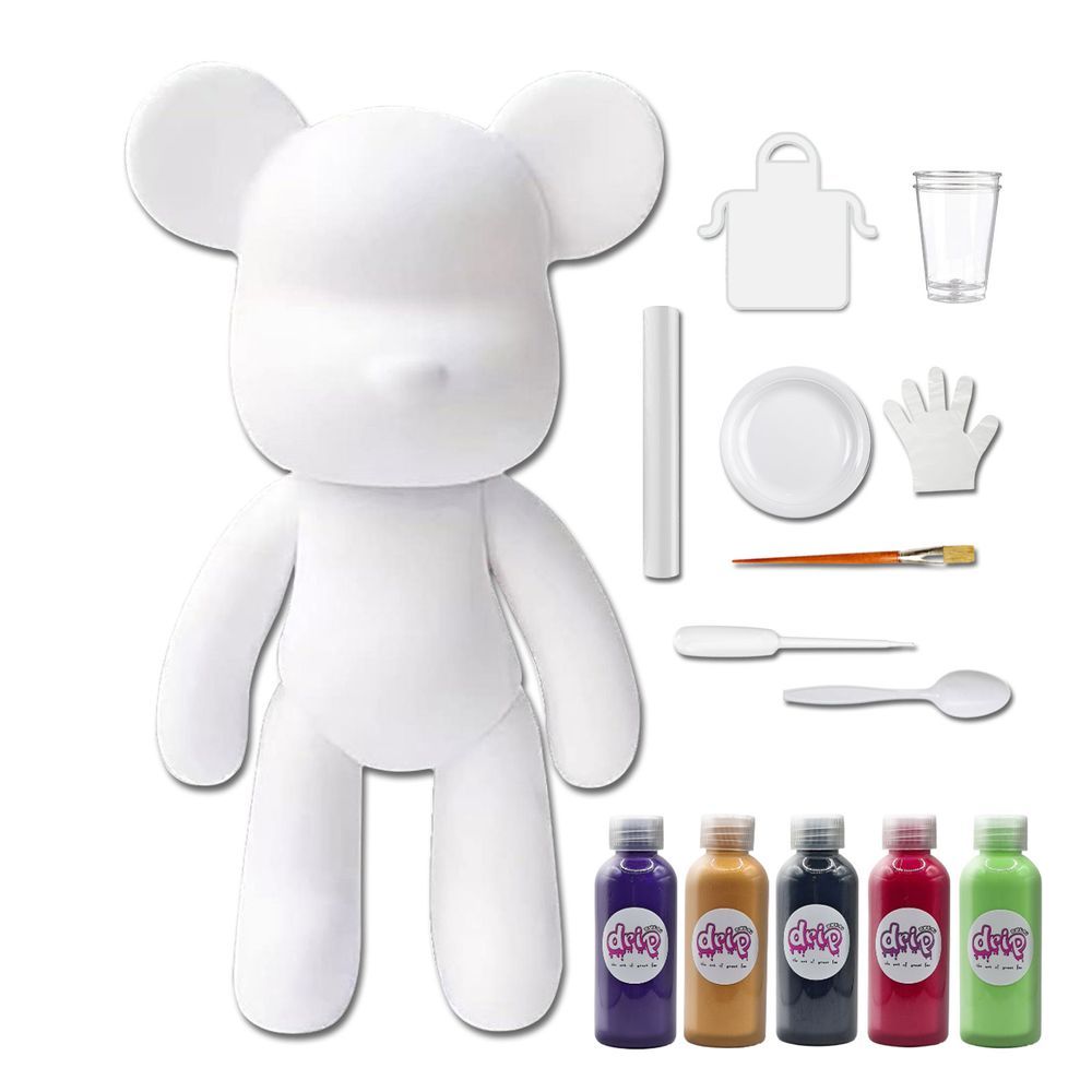 Drip - DIY Acrylic Pouring Paint Money Saving Bear Set - 33cm - Dark-Purple/Gold/Black/Rose-Red/Mint-Green