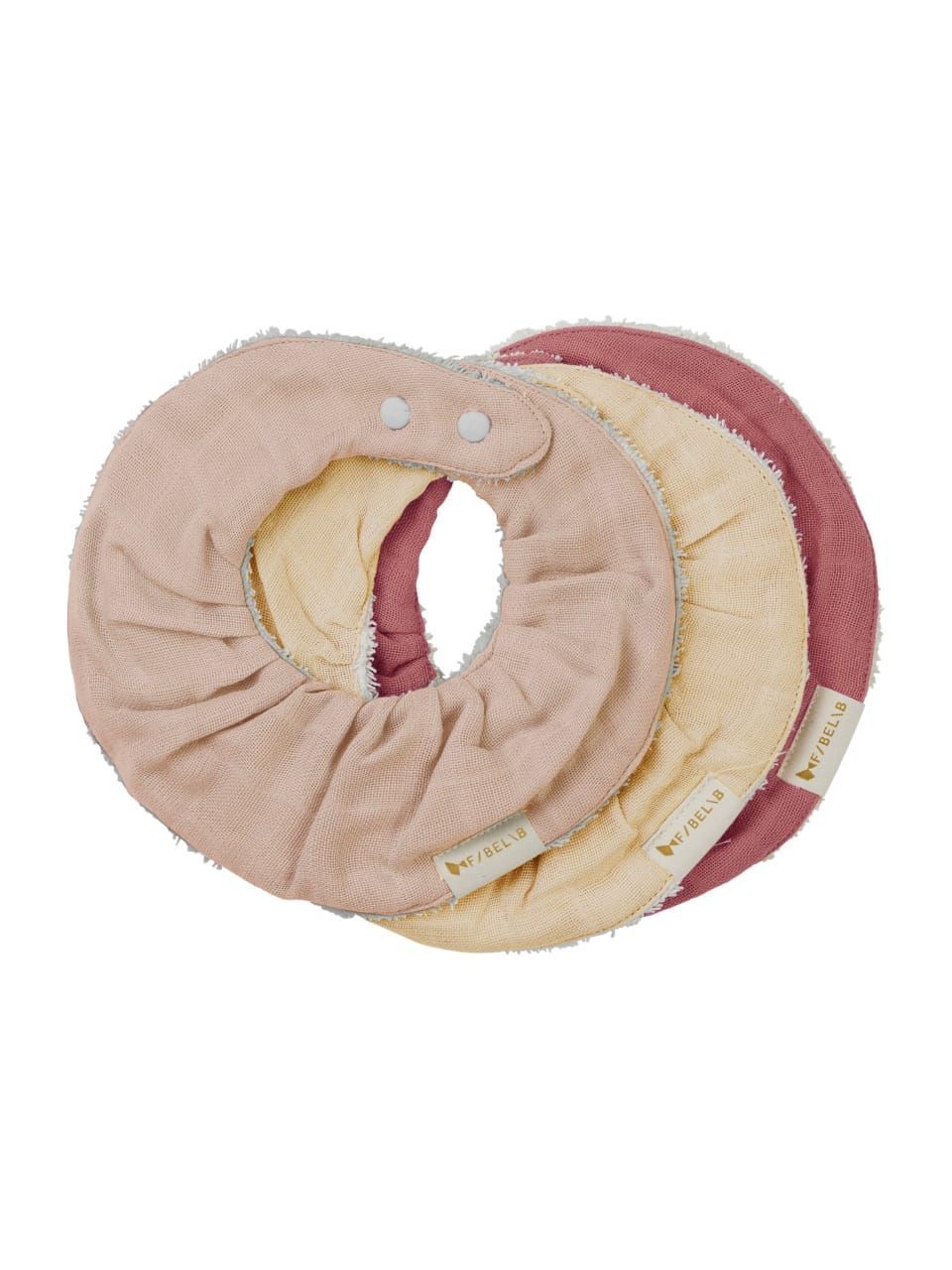 Fabelab - Organic Ruffle Bib - Pack of 3 - Dusty Rose Mix