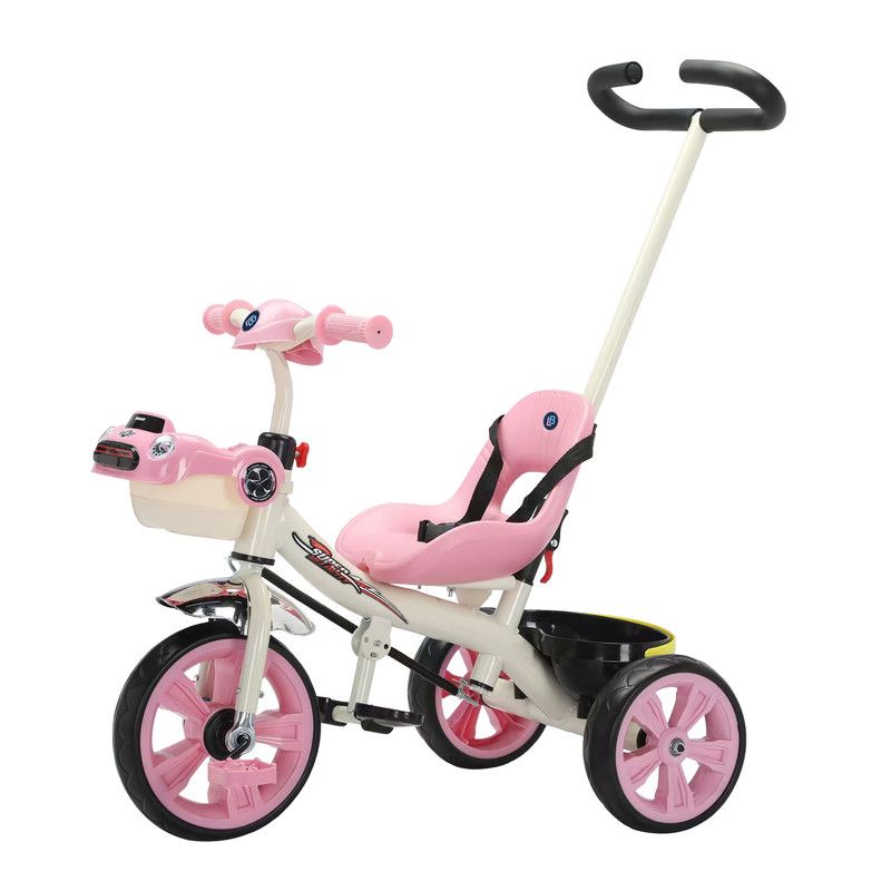 Lovely Baby - Kids' Super Velocity Tricycle With Push Handle - Pink