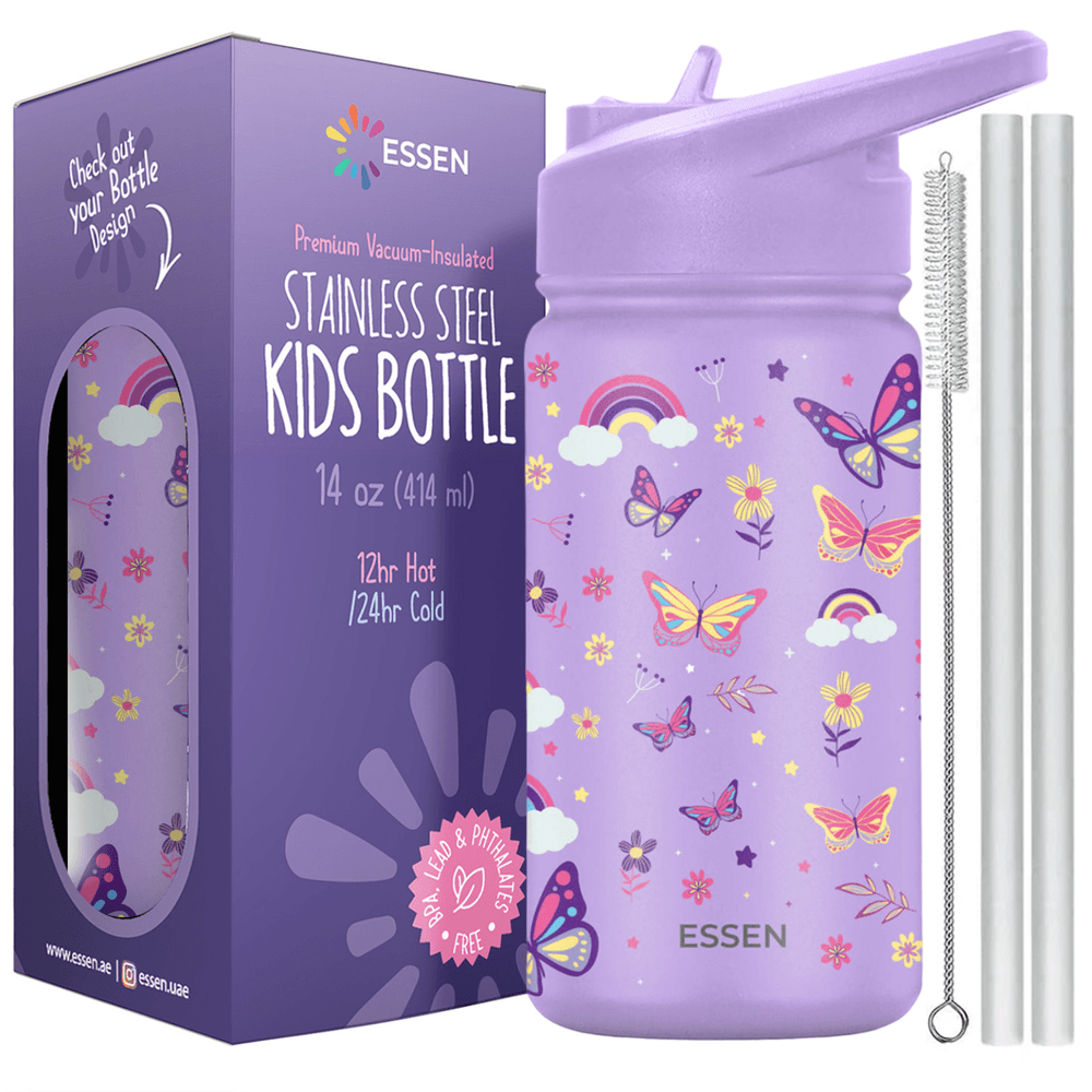 Essen - Stainless Steel Water Bottle - Butterfly - 414ml