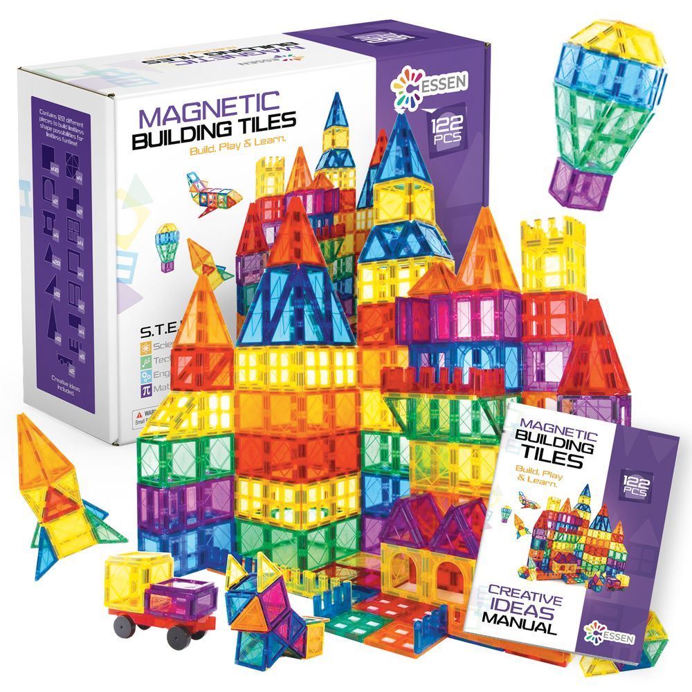 Essen - Magnetic Tiles Building Block Toy Set - 122 Pcs