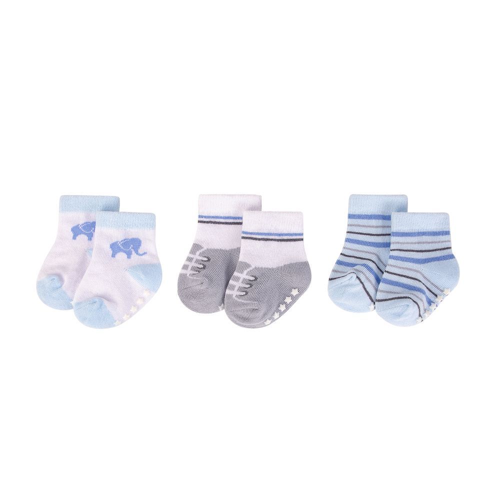 Hudson Childrenswear - 3pc-Set - Baby Blue Non Skid Gripper Socks