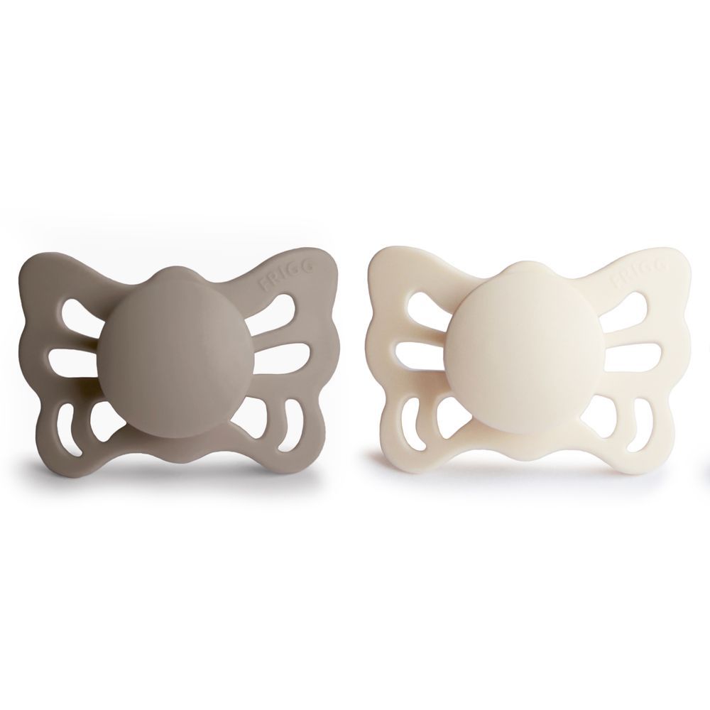 Frigg - Butterfly Anatomical Pacifier 0-6M - S1 - Portobello/Cream - 2 Pcs