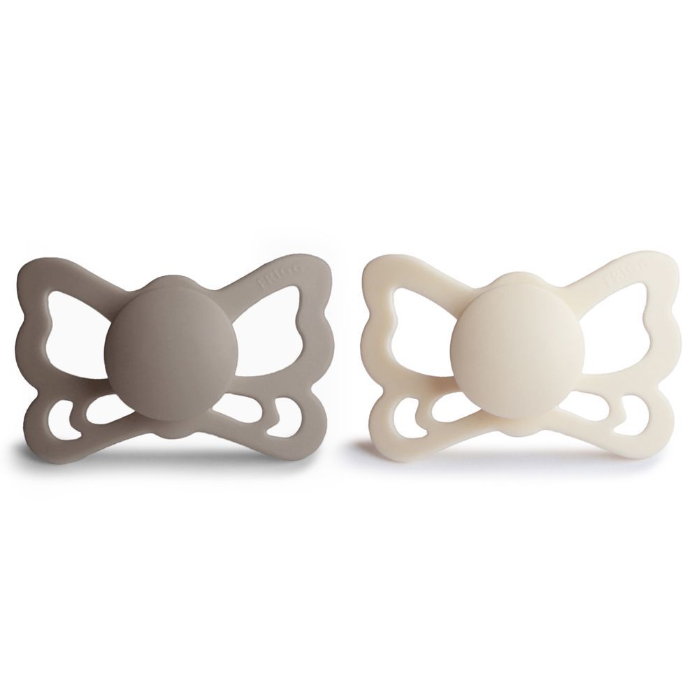 Frigg - Butterfly Anatomical Pacifier 6-18M - S2 - Portobello/Cream - 2 Pcs