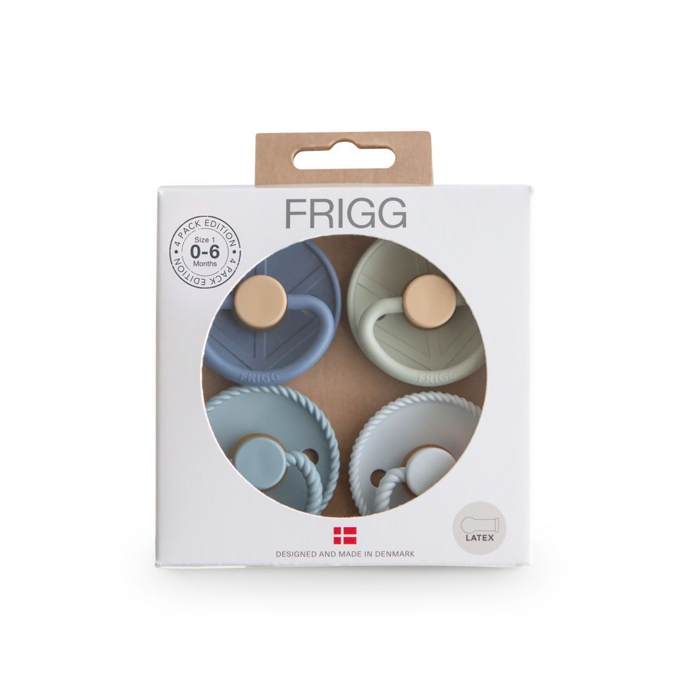 Frigg - Round Latex Baby Pacifier - 0-6M - S1 - Skyline Serenity - 4 Pcs