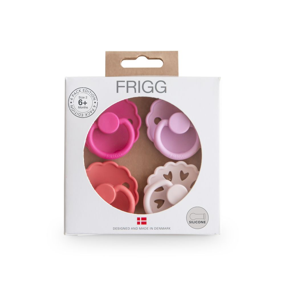 Frigg - Rosy Romance Round Silicone Baby Pacifier - 4Pcs