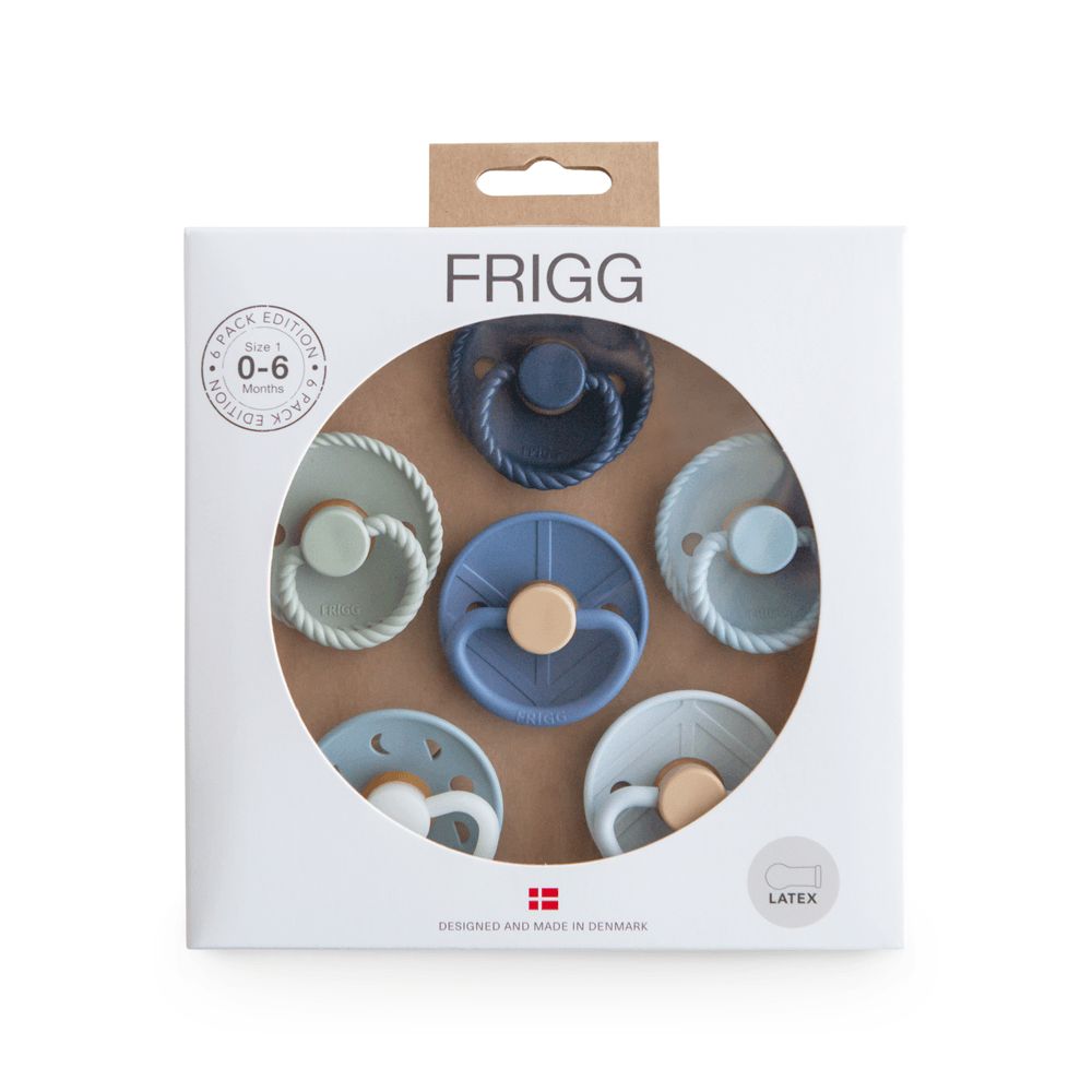 Frigg - Round Latex Baby Pacifier - 0-6M - S1 - Endless Sea - 6 Pcs