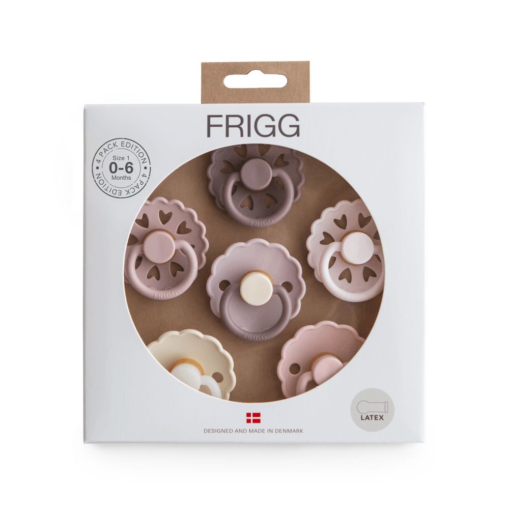 Frigg - Round Latex Baby Pacifier - 0-6M - S1 - Blooming Love - 6 Pcs