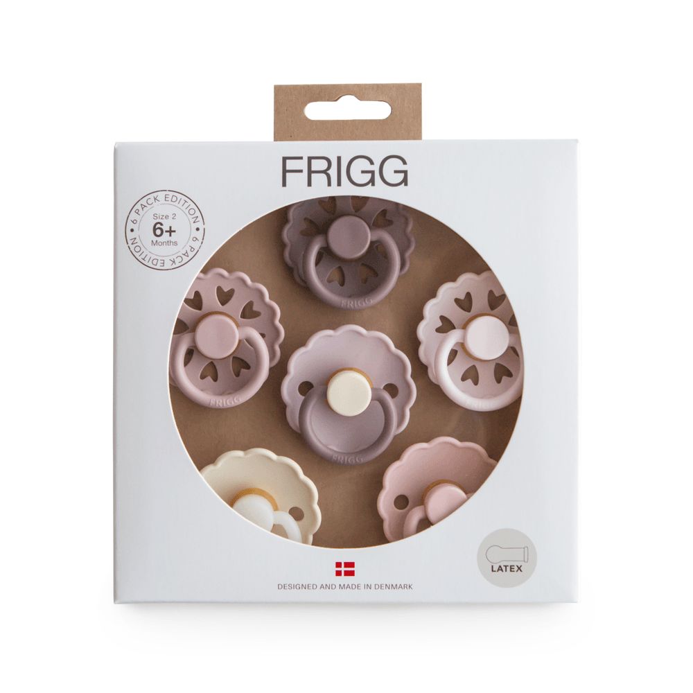 Frigg - Round Latex Baby Pacifier - 6-18M - S2 - Blooming Love - 6 Pcs