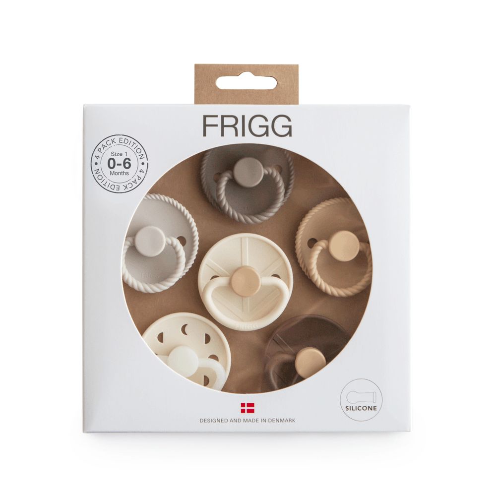 Frigg - Round Silicone Baby Pacifier - 0-6M - S1 - Earthy Wonder - 6 Pcs