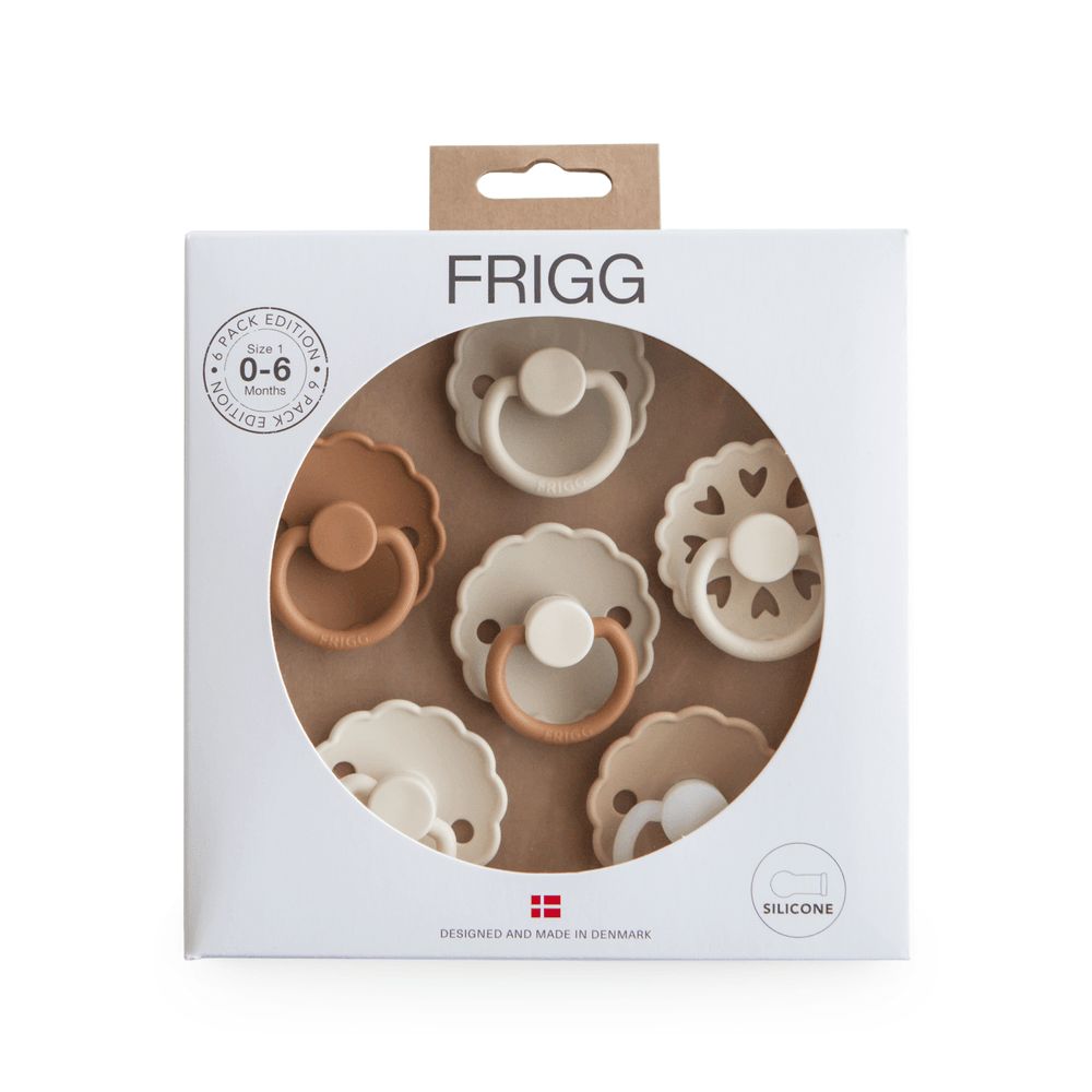 Frigg - Round Silicone Baby Pacifier - 0-6M - S1 - Cinnamon Charm - 6 Pcs