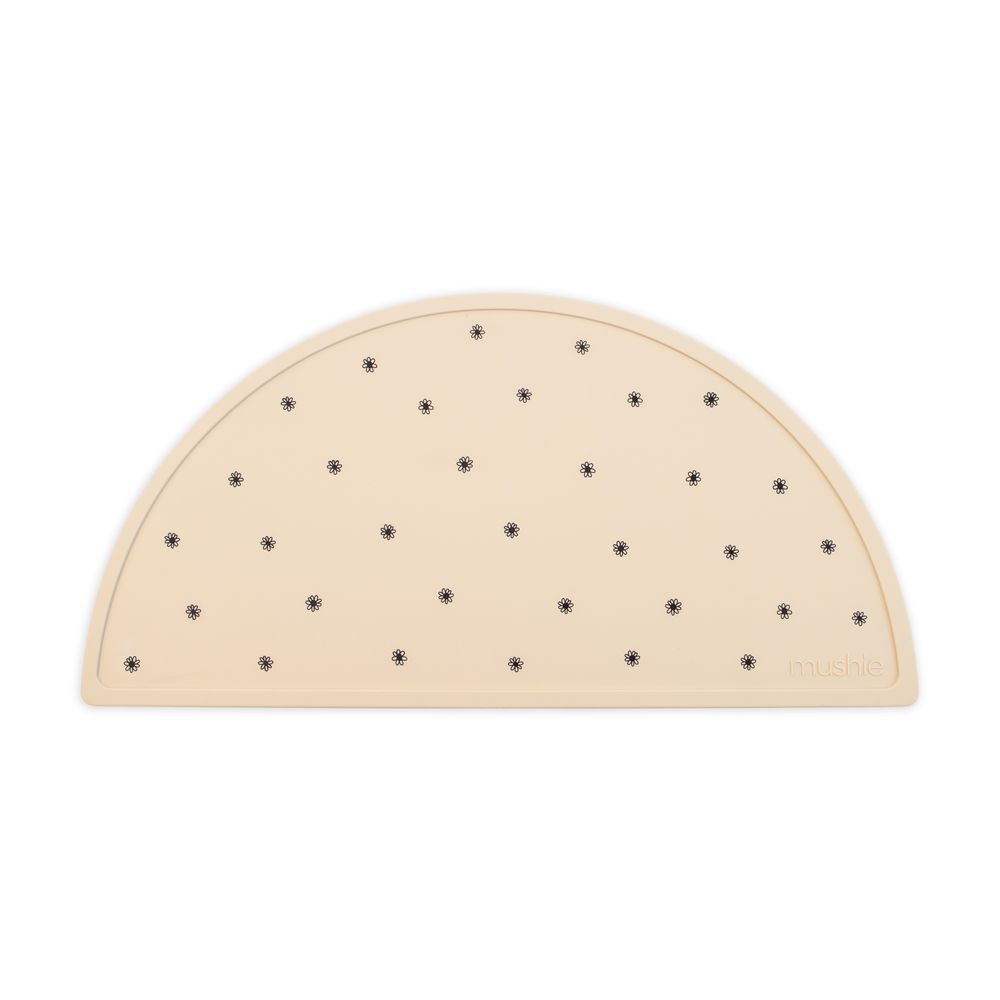 Mushie - Silicone Mat - Black Daisy/Beige