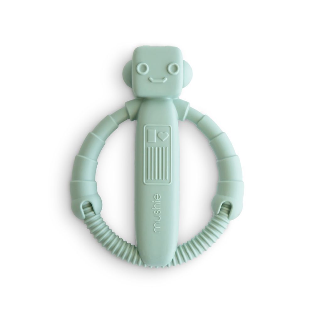 Mushie ??- Robot Rattle Teether? - Cambridge Blue